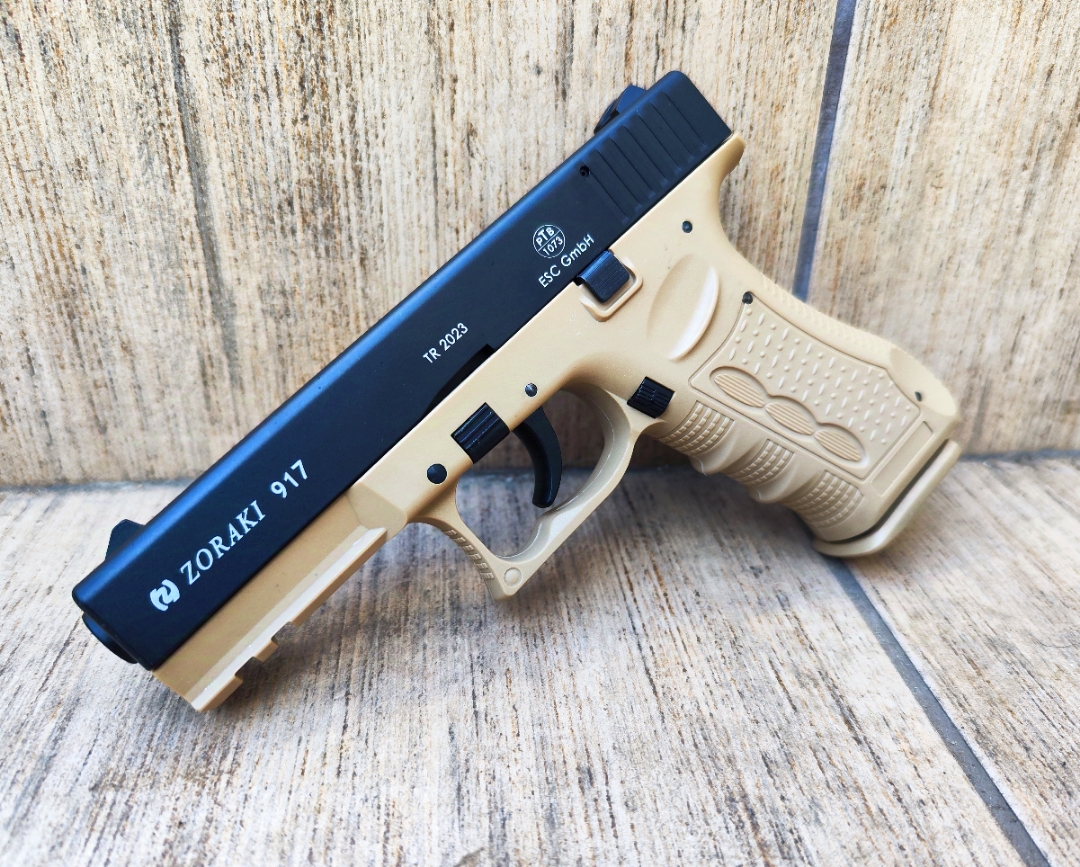 Zoraki 917 FDE tokkal – PTB 9 mm PAK kaliberű fegyverek